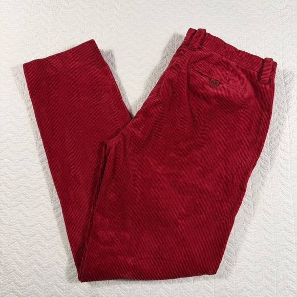 NWOT Brooks Brothers Corduroy Pants Men 38x34 Red Flat Front Milano Fit Chinos